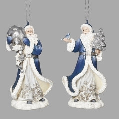 Navy and White Silver Glitter Tree Santa (2 Assorted) - $19.99