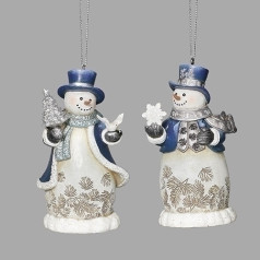 Navy and White Sparkle Snowman (2 Assorted) - $19.99