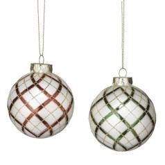 Red and Green Plaid Glass Ball - Coming Soon