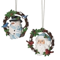 Blue Toned Wreath Ornaments (2 Assorted) - Coming Soon