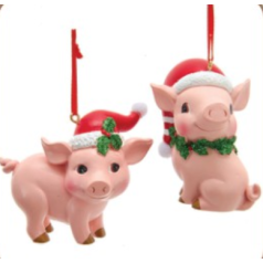 Pink Pigs with Santa Hat - SOLD OUT